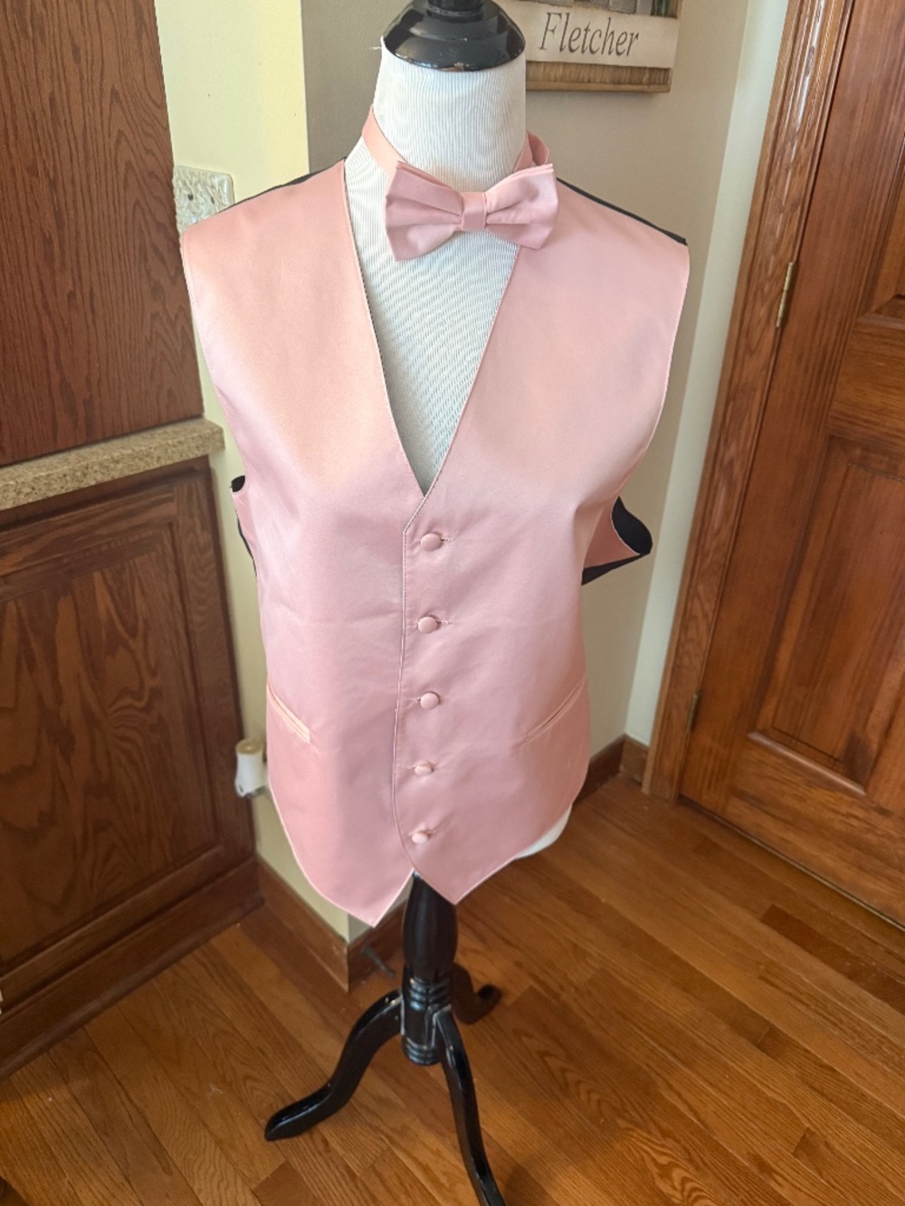 Mens satin vest and bow tie